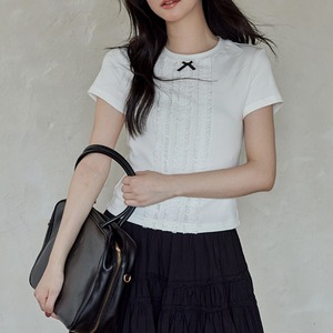 small lace lace white short sleeve t shirt