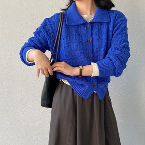 collared button-front cardigan　J00063