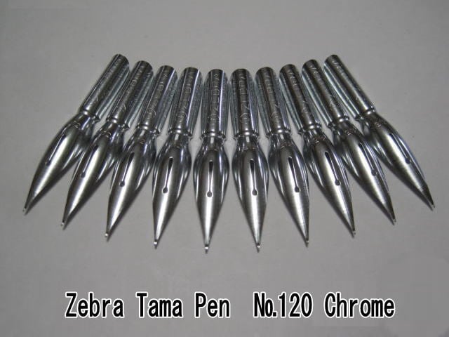 ZEBRA NO.120 替えペン先 クローム色 144本入 41.替えペン先 【 ゼブラ・タマペン クローム色 №120 】10本 防錆紙