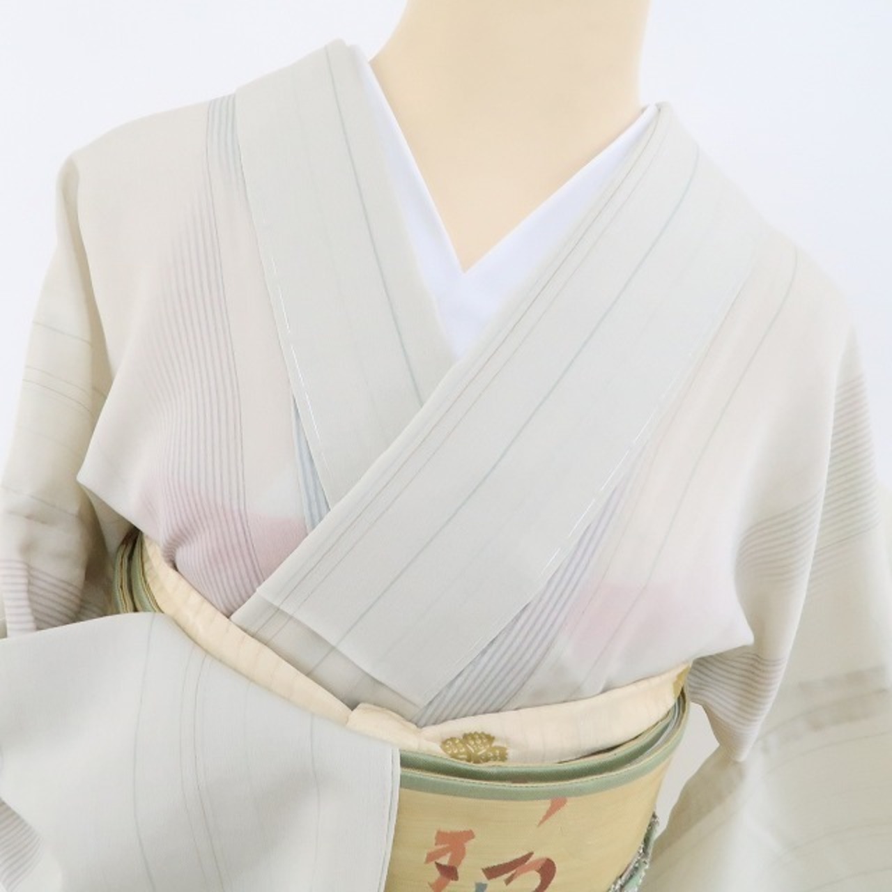 新品 夏着物 正絹 仕付け糸付 トールサイズ“天使の羽を想像させる 