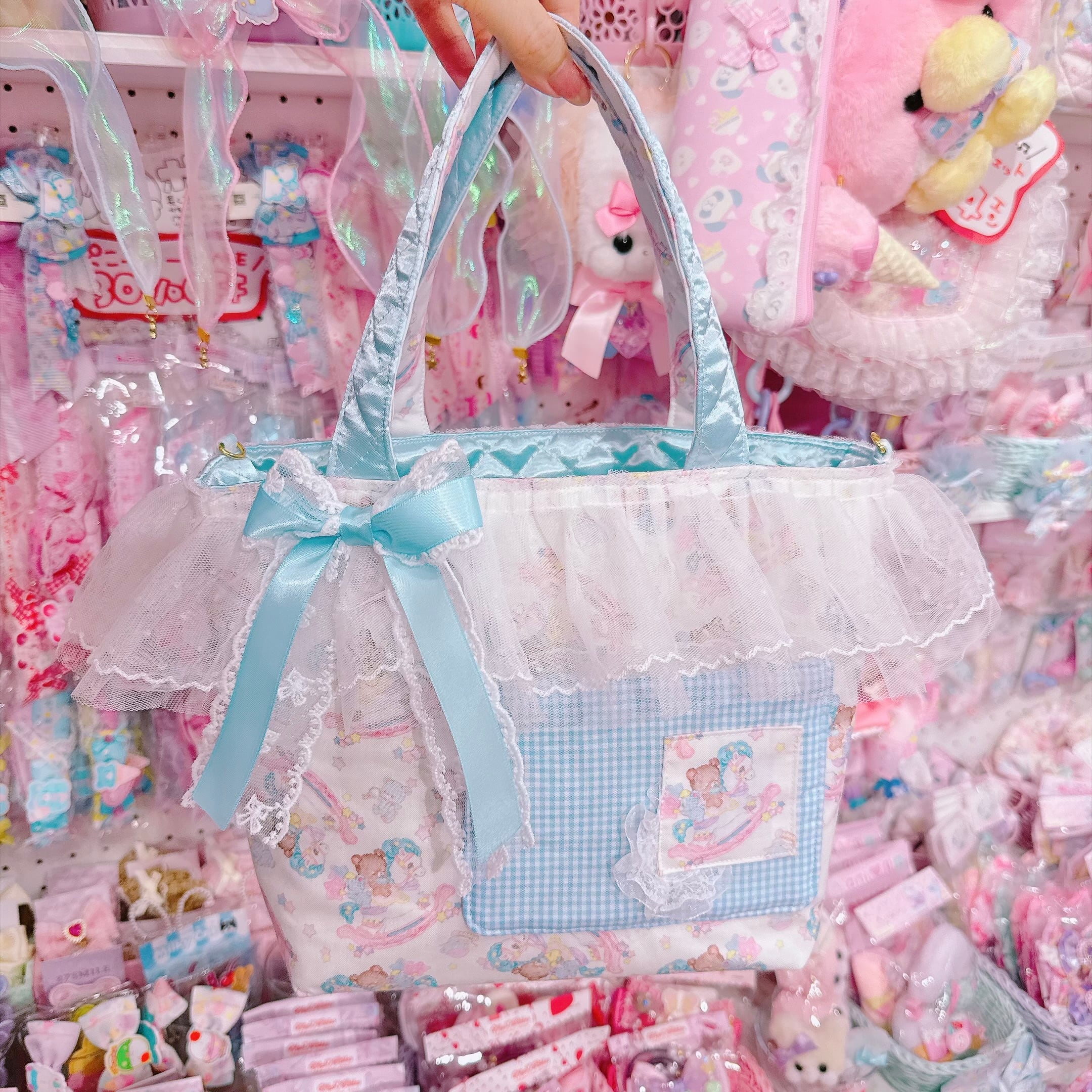【C7】46-5ブルー木馬2wayトートバック(ショルダーひも別売)