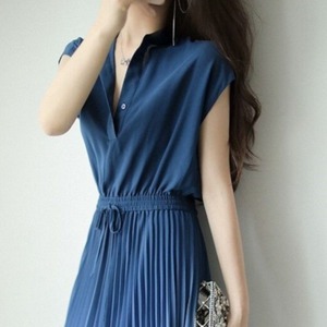 グラデーションプリーツミモレ丈ワンピース A00144