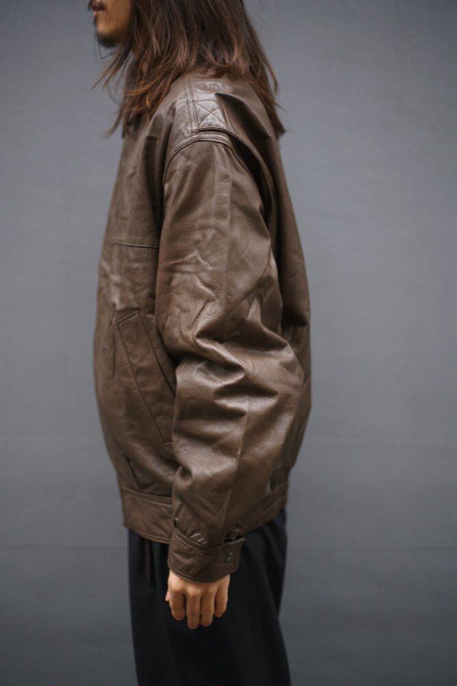 LUIS ALVEAR] Vintage Single Zip Up Leather Jacket [1990s