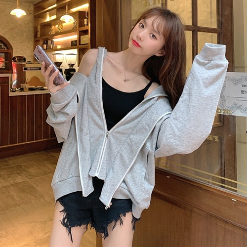 ✞ グレーオフショルダーフーディートップス 肩だし ショートジャケット ロング 帽子 オフショルダー ✞ゴスロリ SM ミリ 甘ロリ クラロリ 和ロリ エレガント 黒ロリ 姫ロリ 華ロリ BB-BB3168339