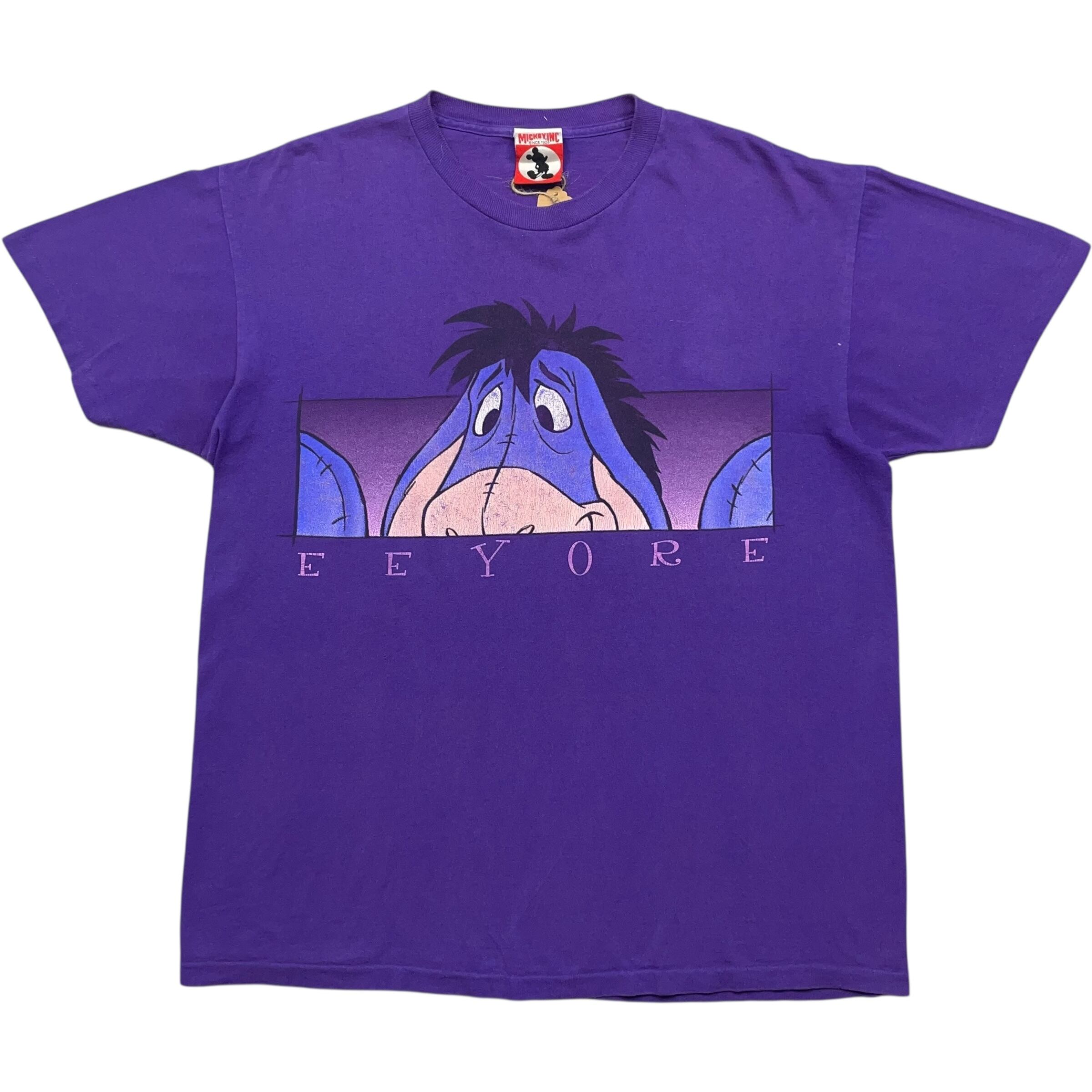 《L》Disney ディズニー Tシャツ くまのプーさん イーヨー フロントプリント シングルステッチ パープル USA製 90年代 vintage no.7621