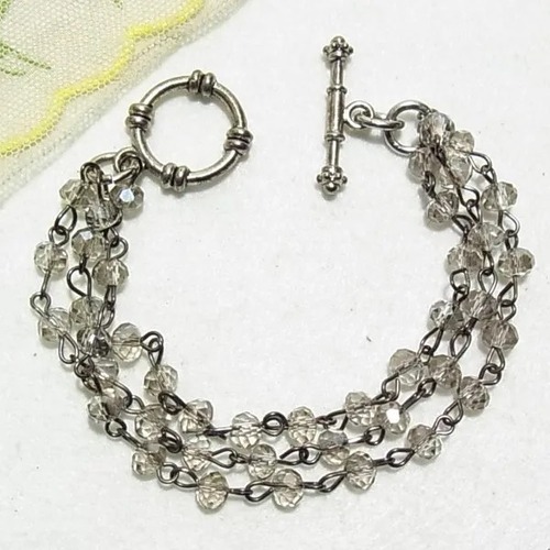 スモーキーなガラスビーズ製３連ブレスレット　コスチュームジュエリーのセール通販  11481BR