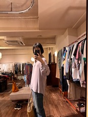rich&royal ペールパープルオープンカラーシルクブラウス