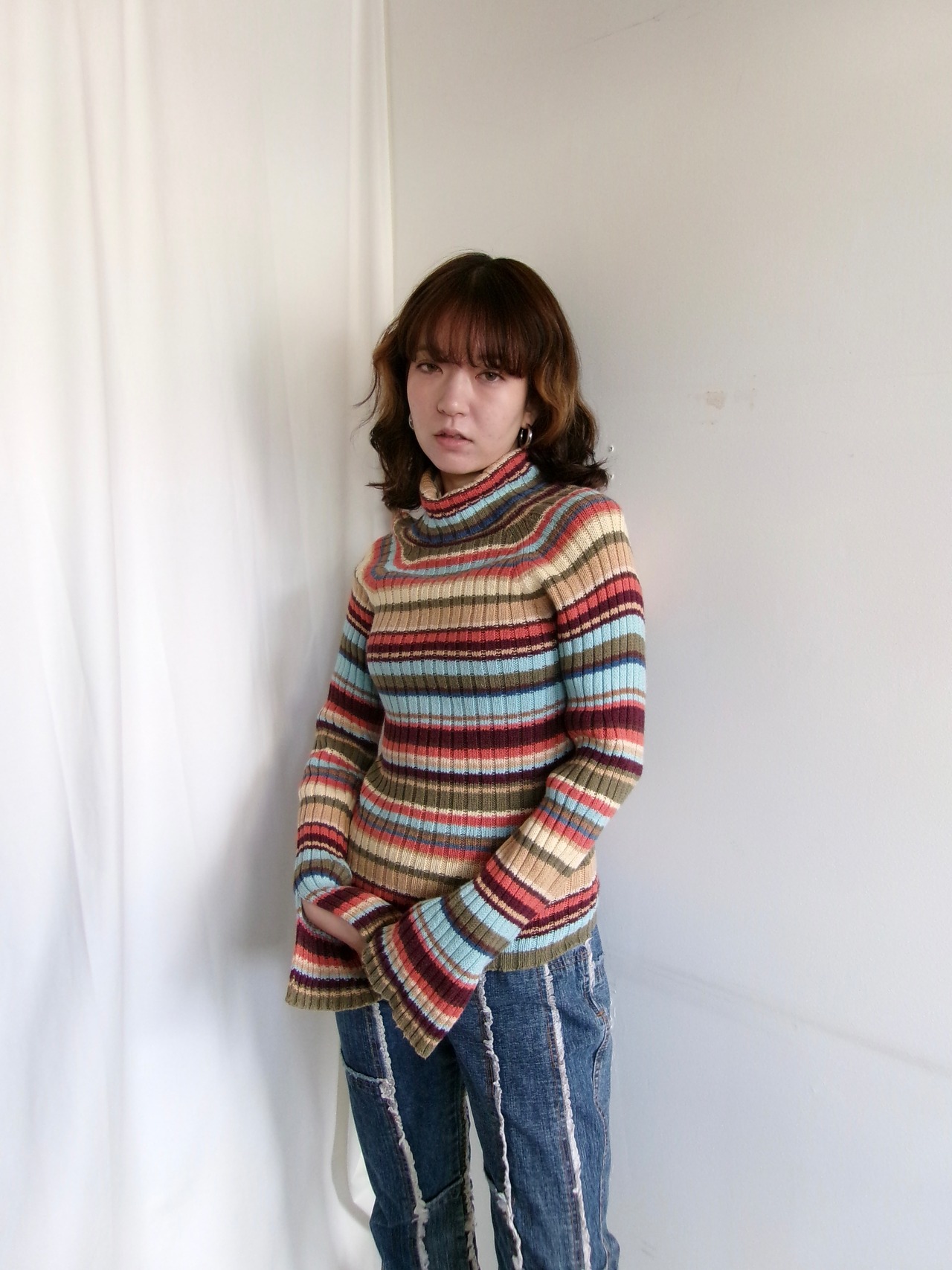 Border turtleneck top