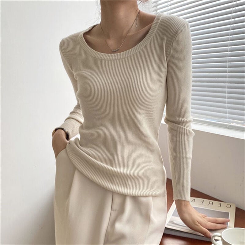 8colors Uネックデイリーリブニット