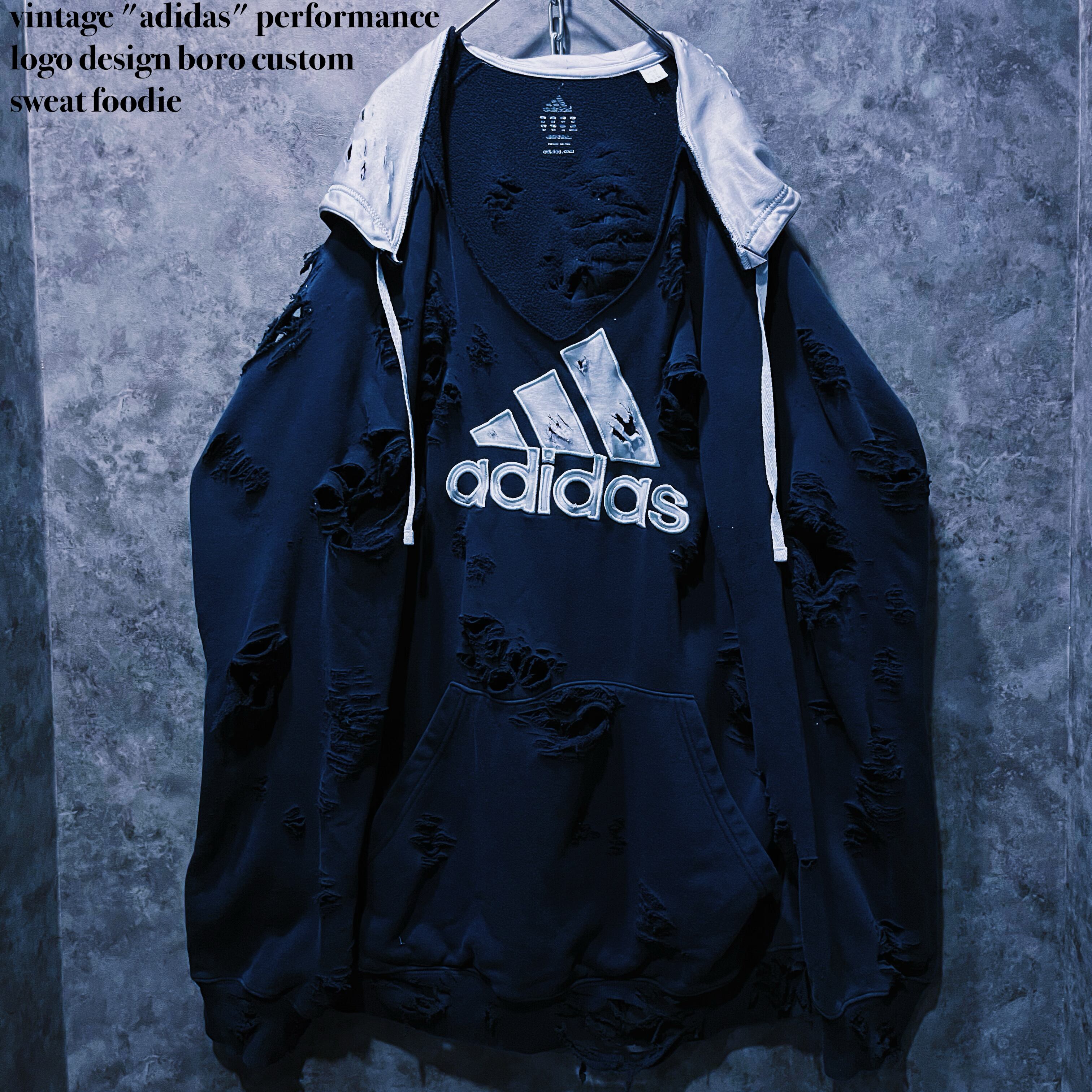 【doppio】vintage "adidas" performance logo design boro custom sweat foodie