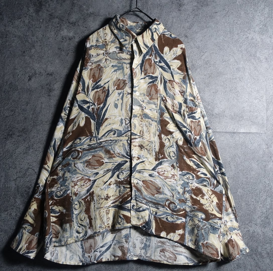 Multicolor Flower Artistic Pattern Design Shirt