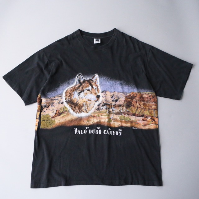 "狼" front and back print h/s big tee