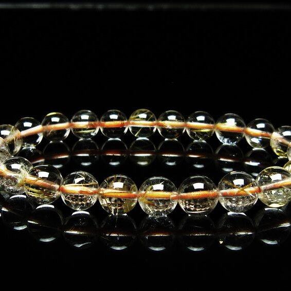 ルチルクォーツ ブレスレット 8mm タイチンルチルクォーツ タイチンルチル 一点物 メール便可 [M便 1/10] 111-48956