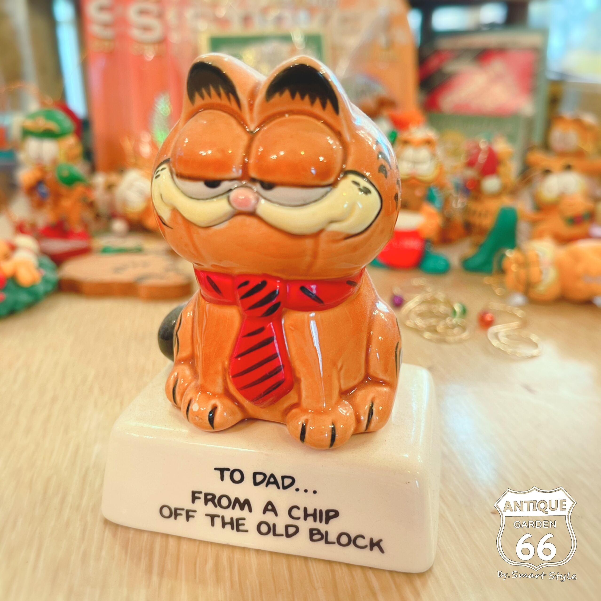 80s Garfield ガーフィールド DAD ダッド ENESCO エネスコ セラミック 陶器 メッセージドール  ヴィンテージ【L-141-3-008】