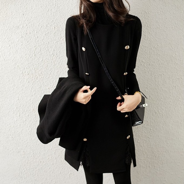 Sleeveless elegant double breast hem lace dress