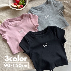《取寄》 バックオープンリボンTシャツ （全３色） Bobi 2024夏 韓国子供服 トップス バックコンシャス 背中見せ 女の子