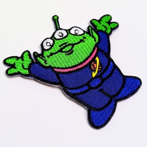 送料無料! ★刺繍アイロンワッペン★【 エイリアン / リトルグリーンメン( トイストーリー )】 バンザイVer. 〚アメリカン雑貨 アメトイ〛