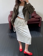 【新作5％OFF・3日間】Layered Satin Skirt_3colors