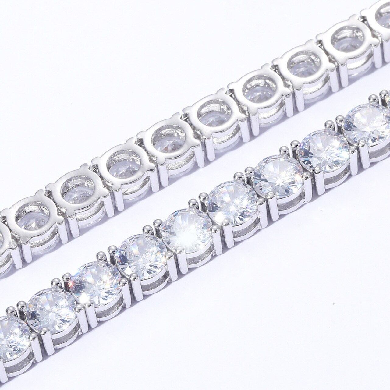 ole only CZ Diamond 4mm Tennis Chain Necklace Silver 16inch | $ole