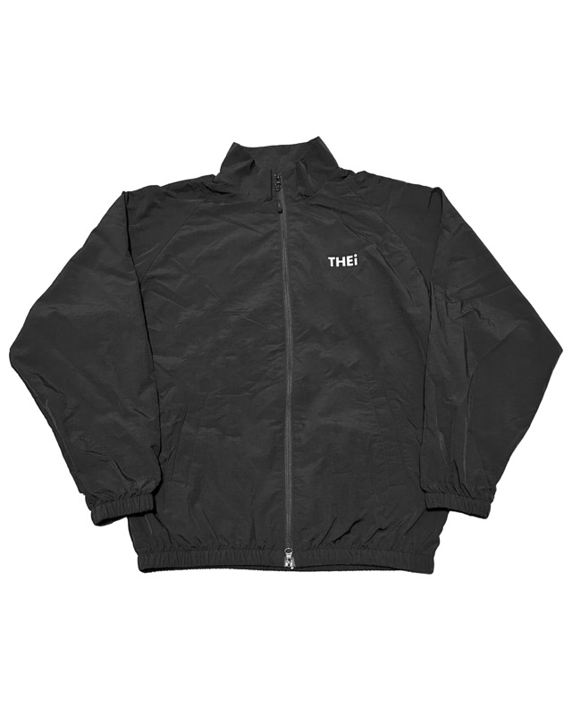 BASIC ONE POINT COTTON LIKE NYLON TRACK JACKET - BLACK