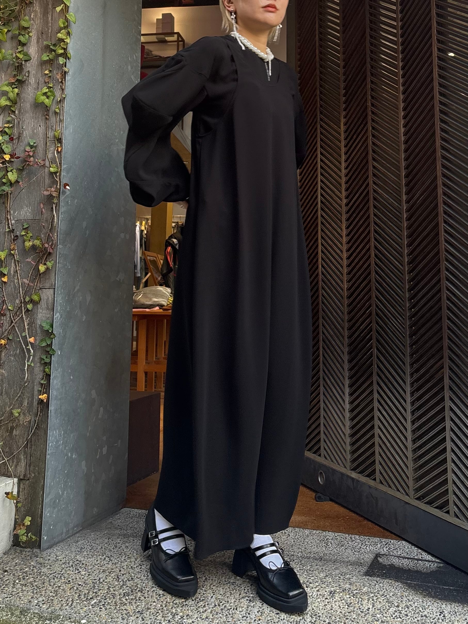【定価4.2万/洗える】ENFOLD レイヤードスリーブドレス 36ブラック 26SS】ENFOLD エンフォルド / レイヤードドレス ワンピース / LAYERED
