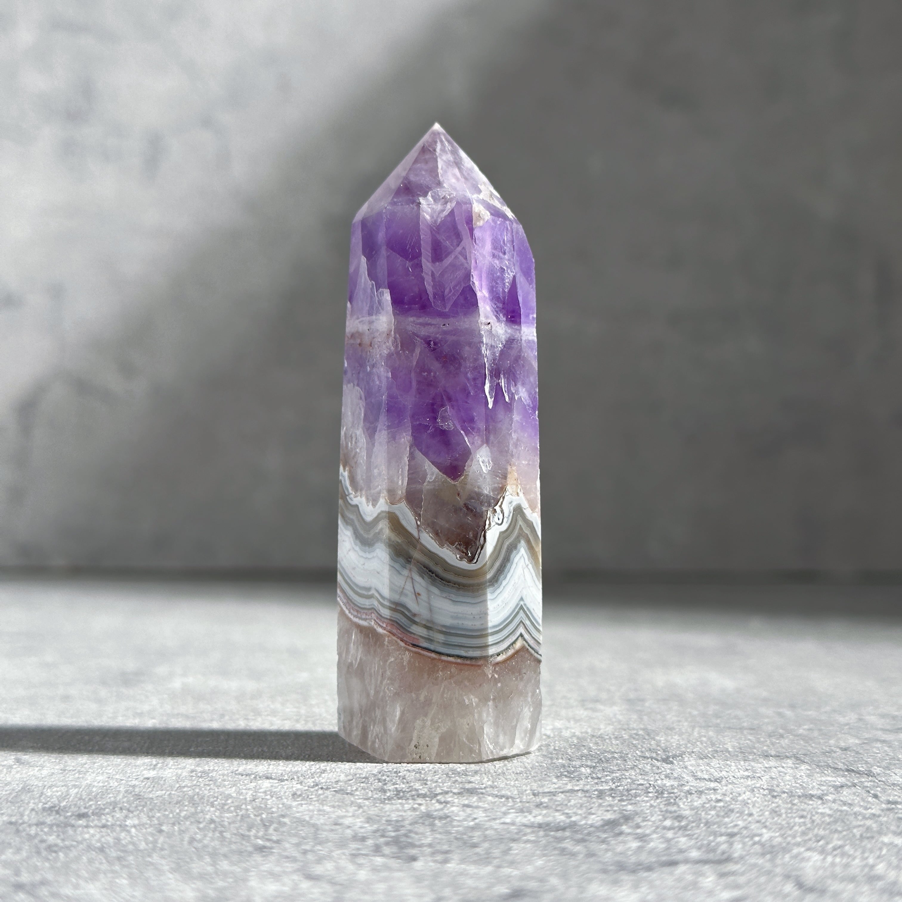 ⭐︎【天然】アメジスト 置物 233g アメジスト×アゲート タワー33◇ Amethyst Tower ◇天然石・鉱物