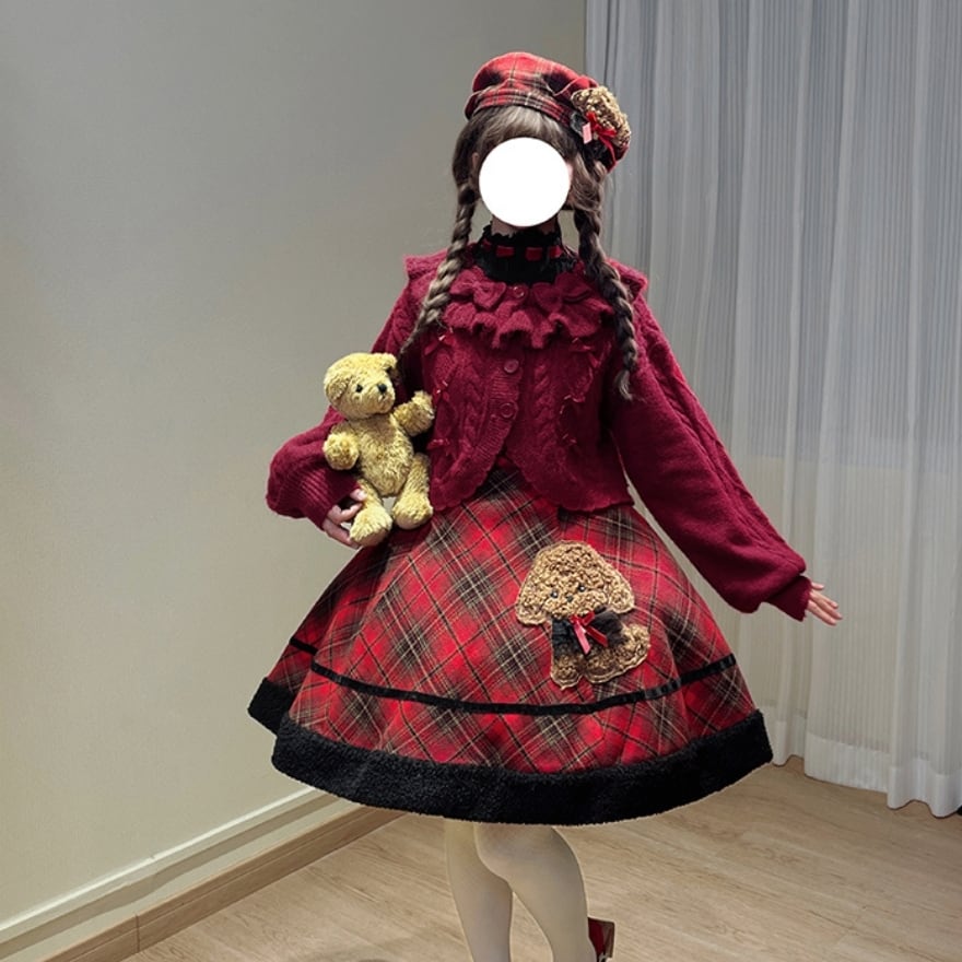 ガーリーファッション フリル リボン ニット セーター ロリィタ