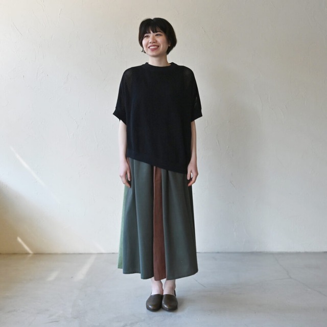 【シサム工房】メッシュニットトップ(ブラック)