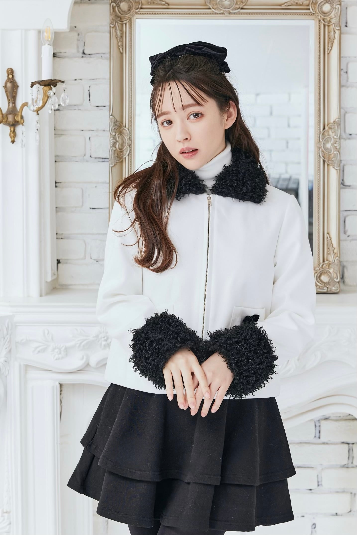 プードルファーコート/white×black fur | PRIMAVELY