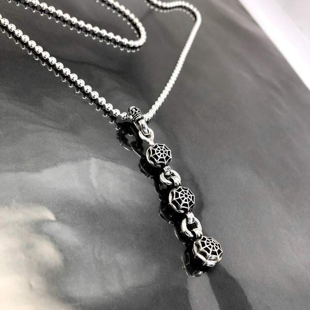 SPIDER WEB BALL Y BALL CHAIN NECKLACE / スパイダーウェブボール Y ボールチェーンネックレス