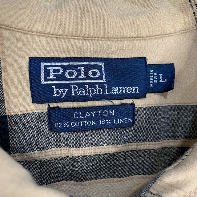 90s Ralph Lauren チェック柄半袖シャツ CLAYTON L リネン