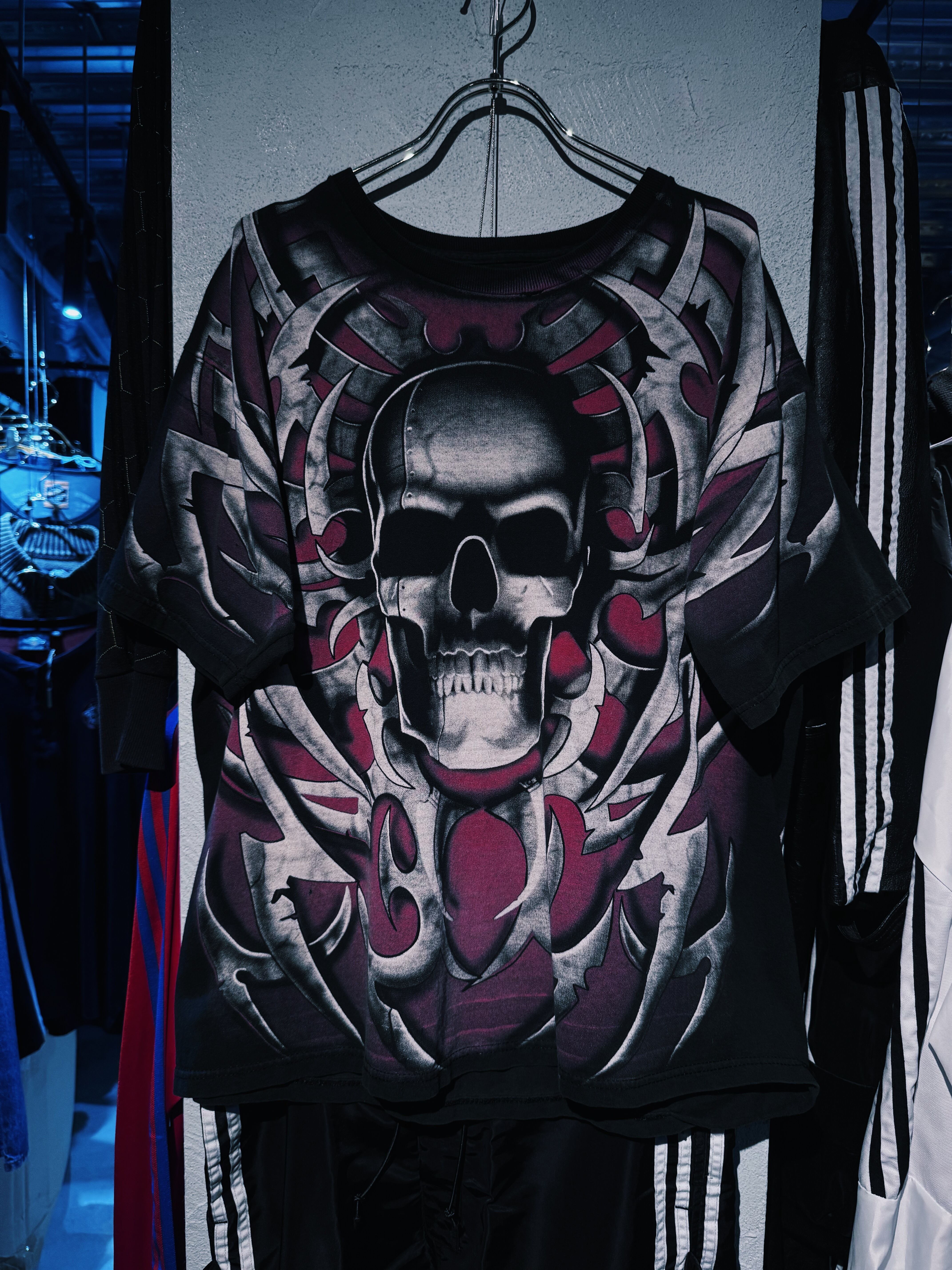 【D4C】90's vintage "liquid blue" trival big skull design T shirt