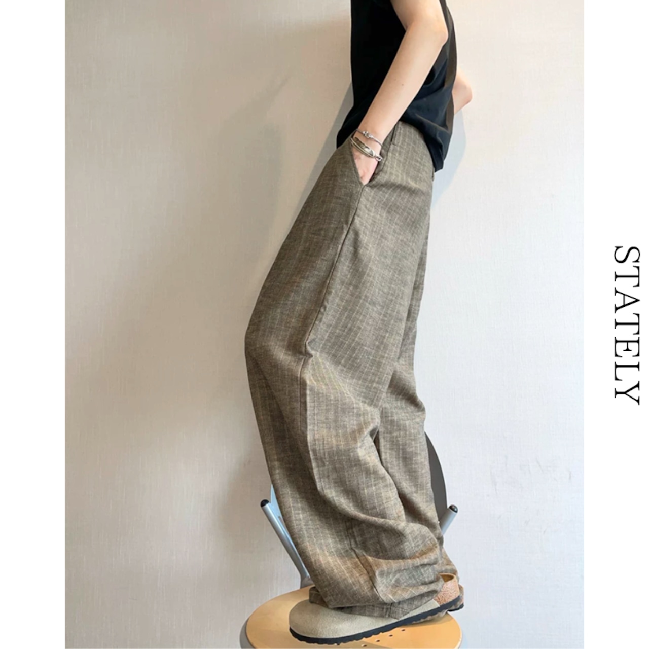 Stripe Linen ワイドパンツ_B131・画像6