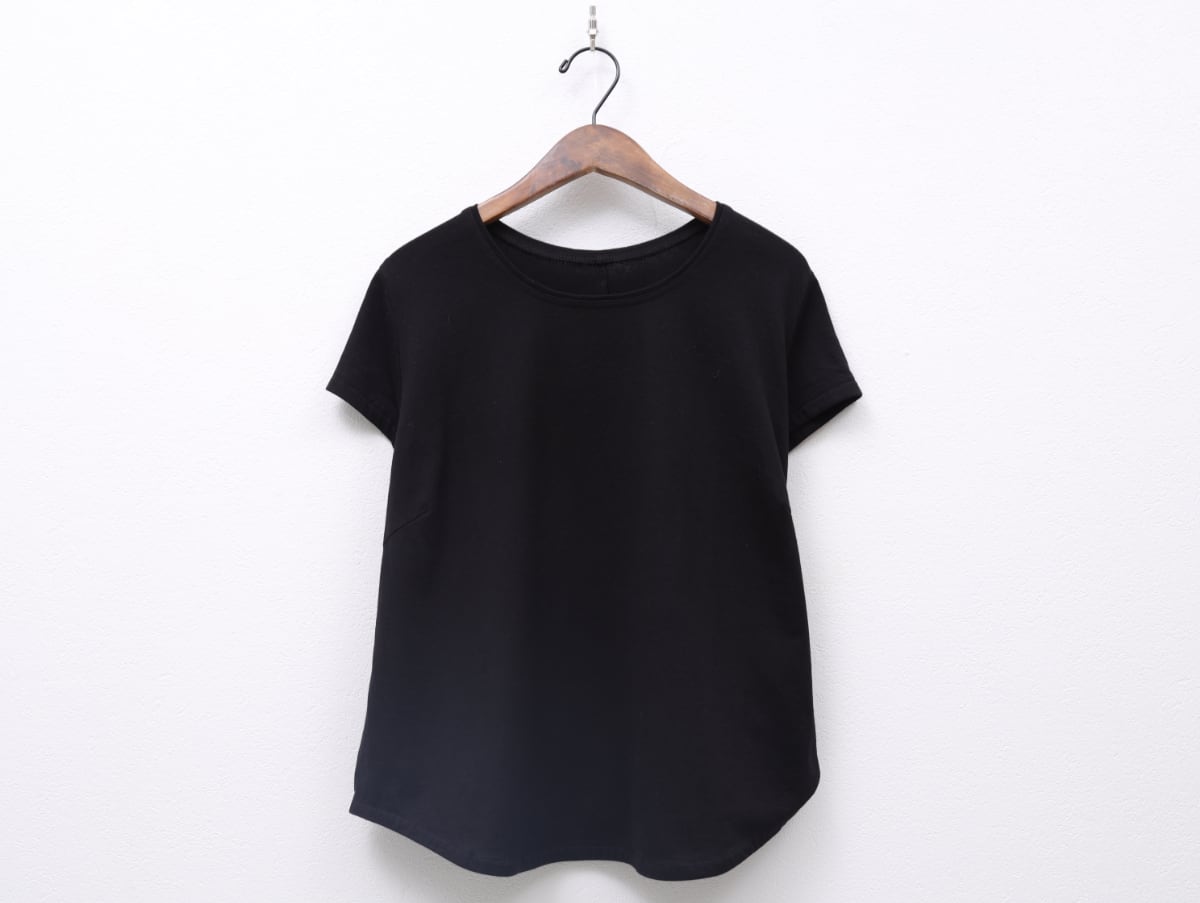 度詰め天竺フレンチ袖プルオーバー COL/黒