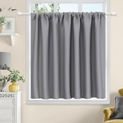 AooHome 遮光カフェカーテン 小窓用 遮熱 断熱 丈80cm 1級遮光 目隠し 無地 UVカット 防寒 保温 省エネ 洗える 間仕切り 高級布製 厚手 キッチン トレイ 子供部屋 廊下 1枚入 グレー