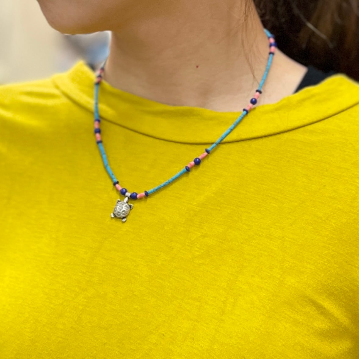 ターコイズネックレストップ付き | アジアン雑貨ルチュ