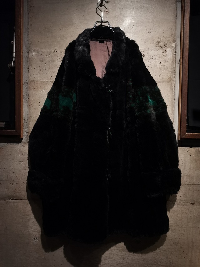【Caka】Animal Design Vintage Loose Middle Fur Coat