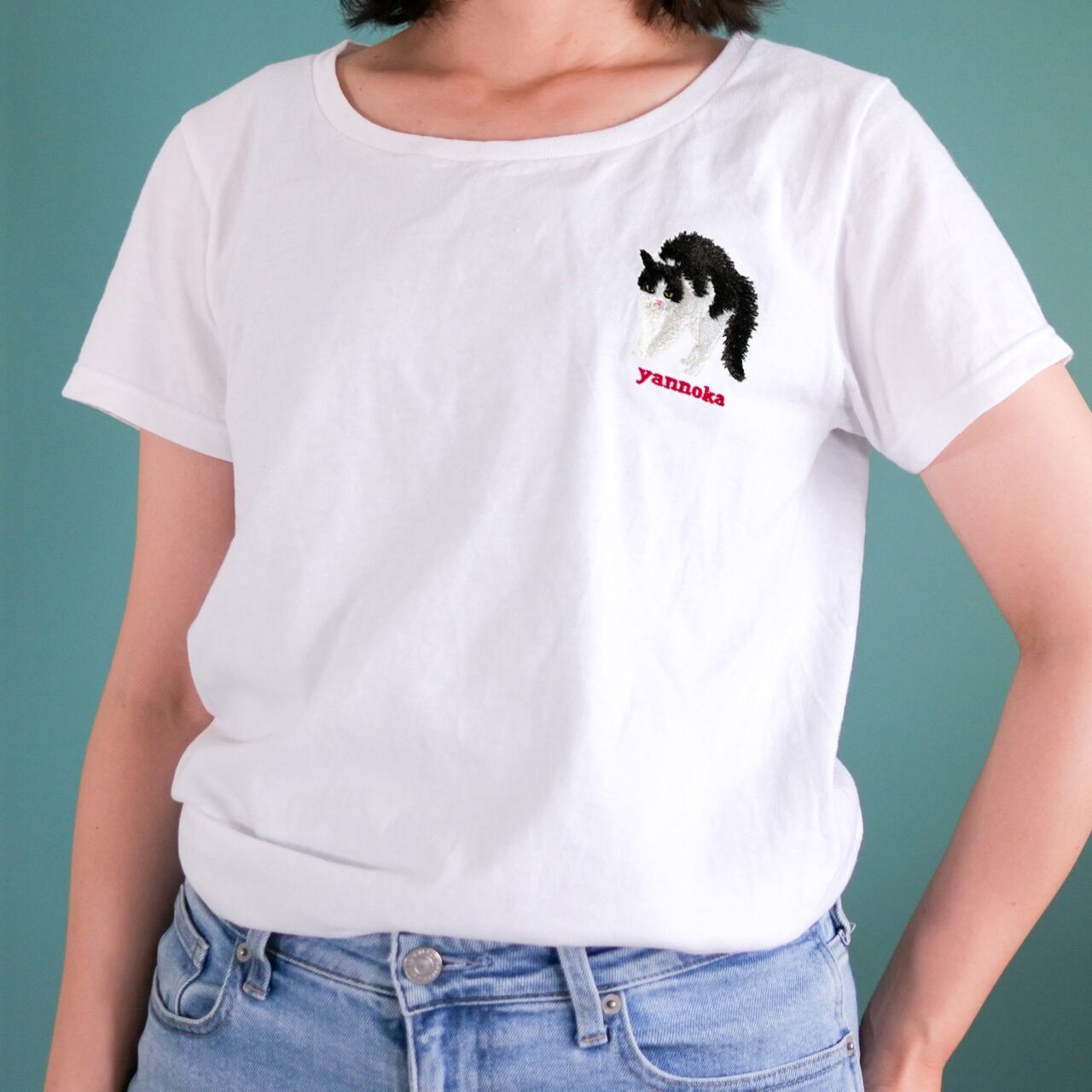 【ハチワレ猫】やんのかステップTシャツ(白・黒)