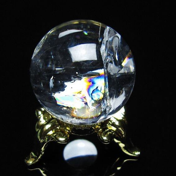 アイリスクォーツ 水晶 丸玉 虹入り 25mm スフィア 置物 水晶玉 一点物 141-7044
