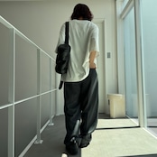 ダブルウエストスラックスPT/チャコール