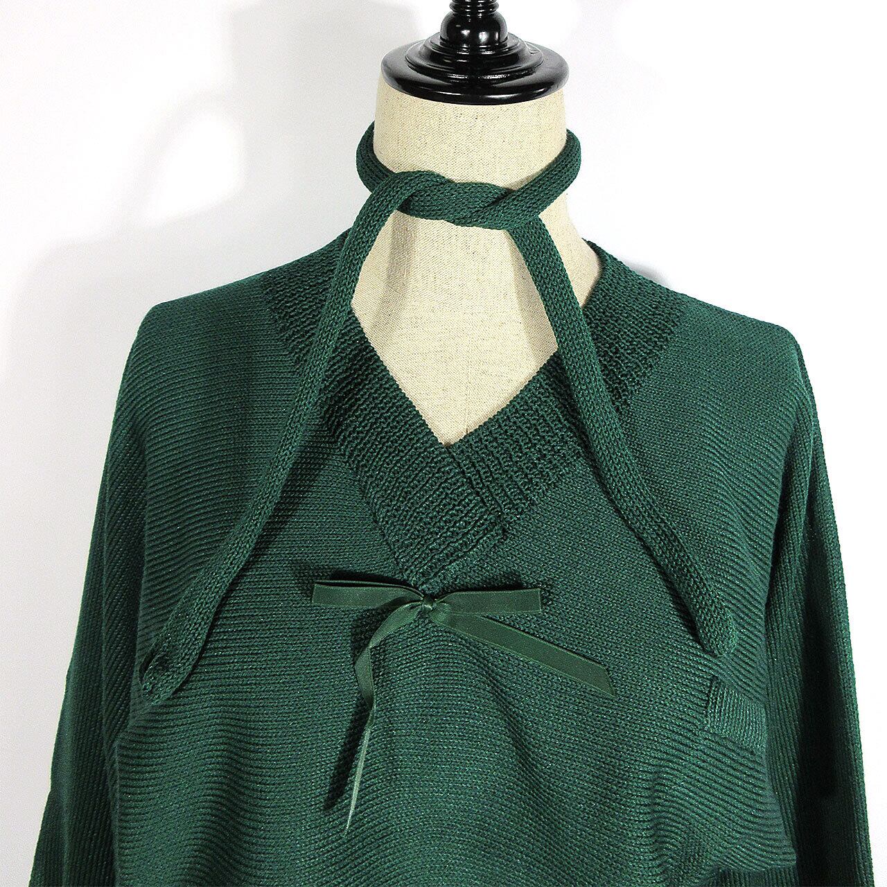625 dark green ribbon tops / ダークグリーン リボン トップス