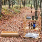 アウトドア マルチテーブル マルチファンクションソリッド ウッド 折りたたみ収納ラック キャンプバーベキュー