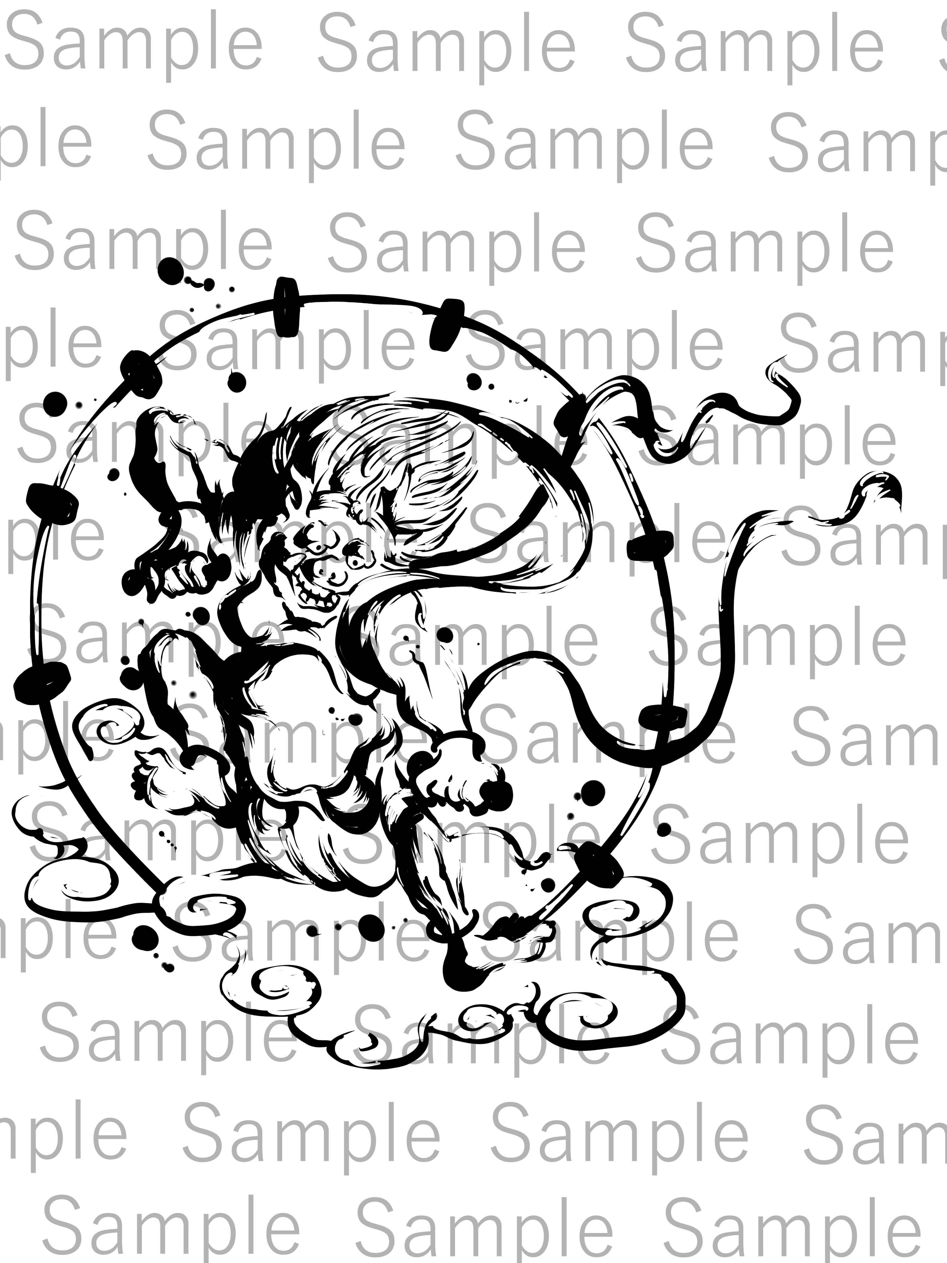 雷鳴の神（Thunder Deity） | デジタル墨絵処（Digital Sumi-e