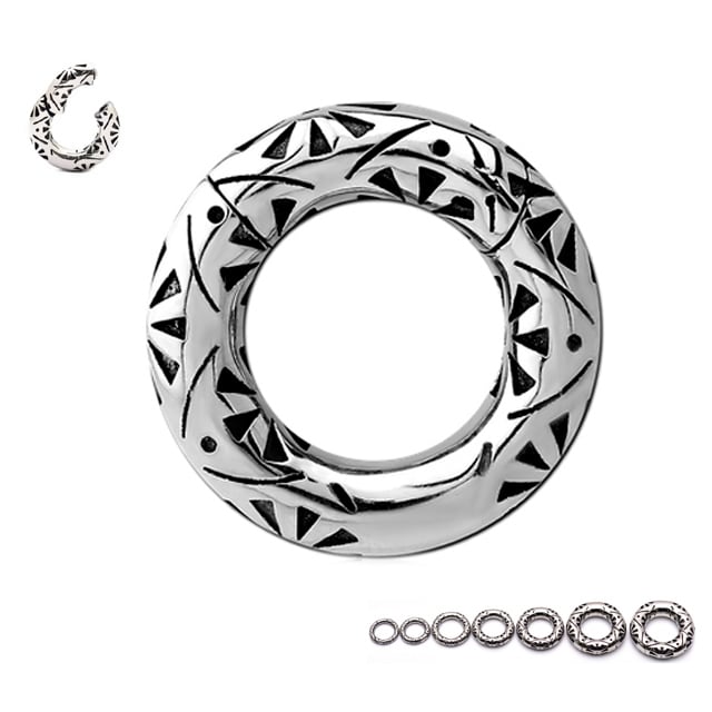 ボディピアス 8G 手で開閉可能 人気 デザイン彫り セグメント