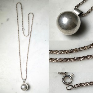 vintage silver big ball pendant necklace