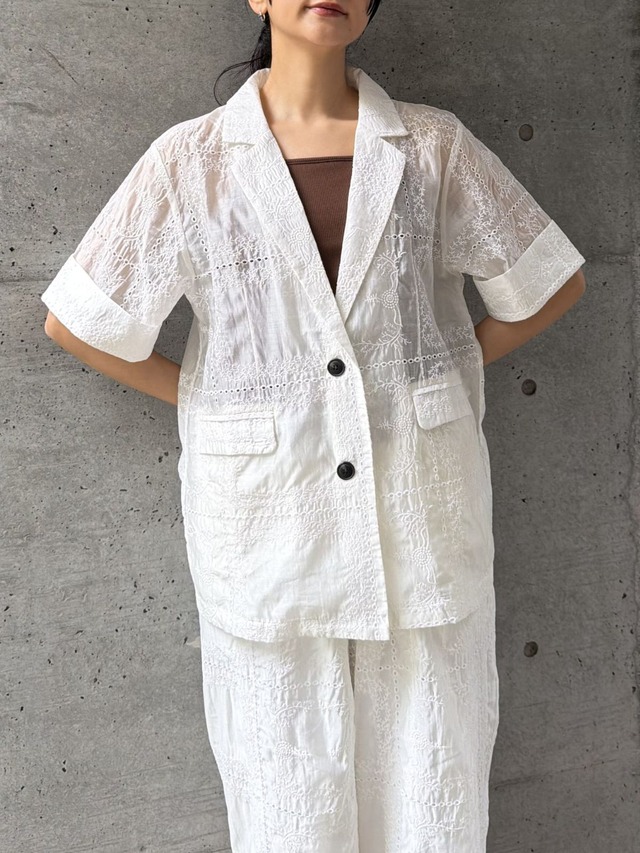 COTTON LACE HALF-SLEEVE JK（ｺｯﾄﾝﾚｰｽﾊｰﾌｽﾘｰﾌﾞｼﾞｬｹｯﾄ）【3626302】select by Bab
