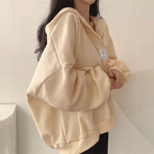 パーカー スウェット フード付き レディース 春秋 韓国 ロゴパーカー ゆったり オーバーサイズ 大人 カジュアル ストリート おしゃれ 体型カバー ボリューム袖 ボーイフレンド風 ビッグシルエット ビッグパーカー 大人可愛い 大人女子
