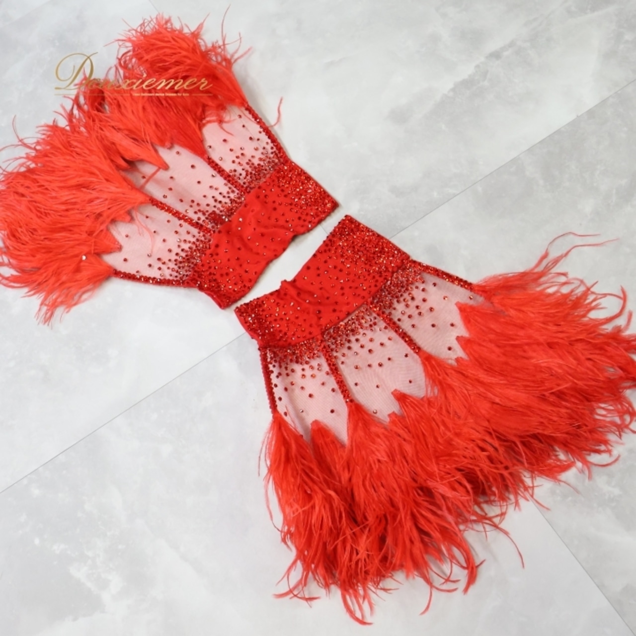 社交ダンス 衣装 ジャンティ gentil スタンダードドレス スタンダード ドレス ワンピース 赤 黒 羽 グラデーション デモ 競技 パーティ 発表会 ダンス ブラック系 レッド系 日本製 フォーマル おしゃれ 豪華 デザイン レディース ダンス衣装 ブラックレッド 競技会用