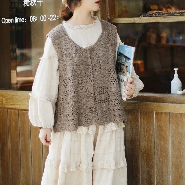 ※ハンドメイド ニット ラテ ベスト R2020054