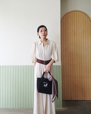 【SAMPLE / 1点限り】シルクスカーフ_展示・撮影使用品（PINK & BROWN）